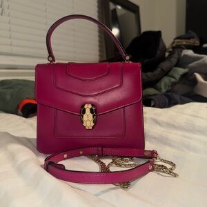 Bulgari Fuchsia Mini Top-Handle Bag with Gold Serpent Clasp